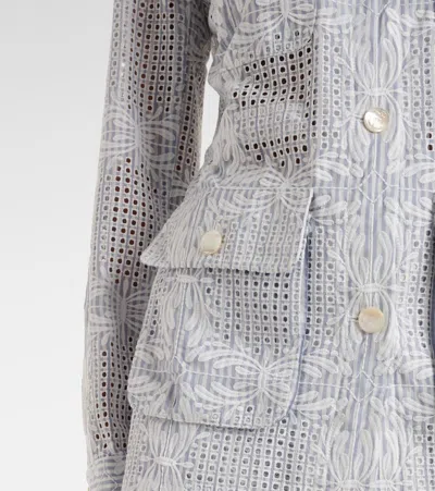 Veronica Beard Kiki Embroidered Eyelet Jacket In Blue