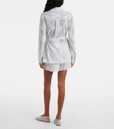 Veronica Beard Kiki Embroidered Eyelet Jacket In Blue