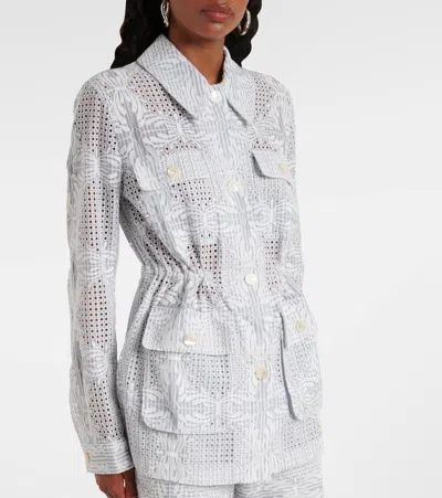 Veronica Beard Kiki Embroidered Eyelet Jacket In Blue