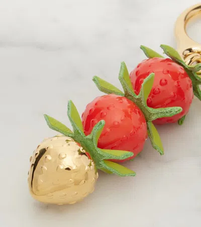 Loewe Strawberry Bag Charm In Acetate And Brass In Gold