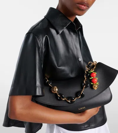 Loewe Strawberry Bag Charm In Acetate And Brass In Gold