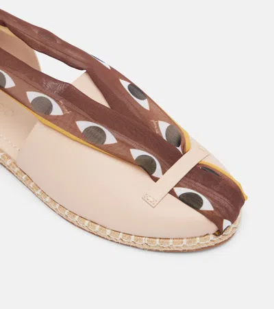 Farm Rio Lace-up Leather Espadrilles In Brown