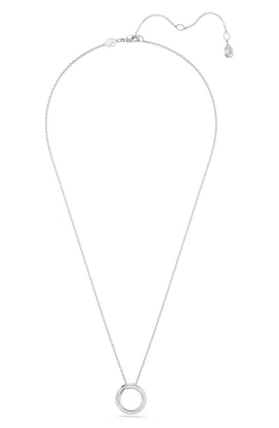 Swarovski Dextera Pendant Round Rhodium Shiny Crystal In Metallic