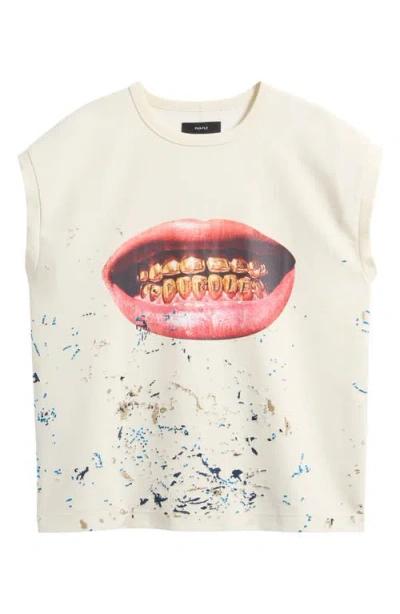 Purple Brand White Crewneck Sleeveless T-shirt With Maxi Print On The Front In Cotton Man In White