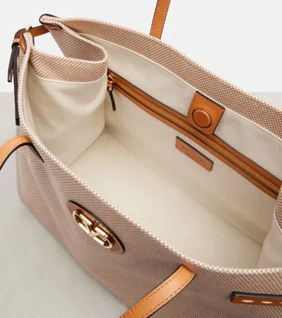 Valentino Antibes Leather-trimmed Canvas Tote Bag
