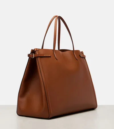 Valentino Borsa Shopping Antibes Media In Pelle Marrone Donna