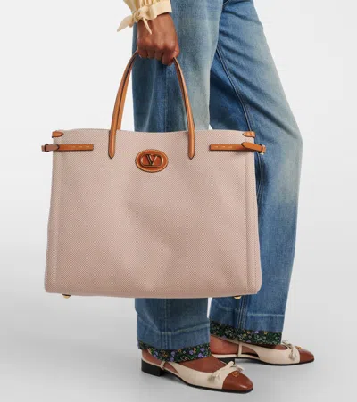 Valentino Antibes Leather-trimmed Canvas Tote Bag