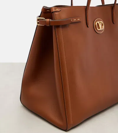Valentino Borsa Shopping Antibes Media In Pelle Marrone Donna