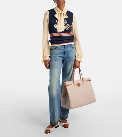 Valentino Antibes Leather-trimmed Canvas Tote Bag