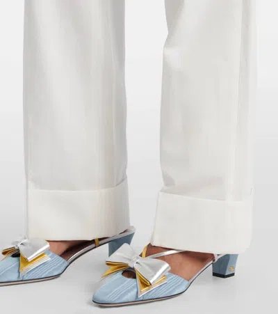 Valentino High-rise Cotton And Linen Straight Pants In White