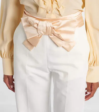 Valentino High-rise Cotton And Linen Straight Pants In White