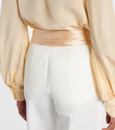 Valentino High-rise Cotton And Linen Straight Pants In White