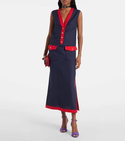 Valentino Vlogo Midi Dress In Blue