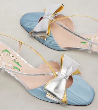 Valentino Bowow Leather Pumps In Blue