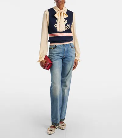 Valentino Mary-jane Bowow Ballerina In Kidskin With Studs In White
