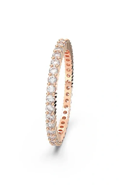 Swarovski Rose Gold-tone Round Cut Vittore Ring In Gold