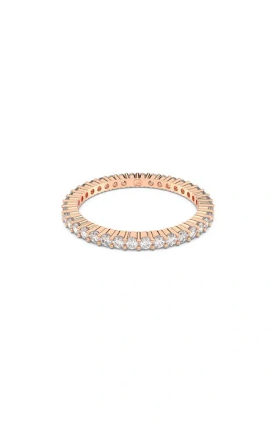 Swarovski Rose Gold-tone Round Cut Vittore Ring In Gold