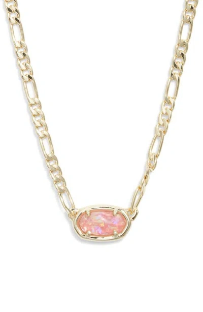 Kendra Scott Elisa Mother-of-pearl Figaro Chain Pendant Necklace In Gold