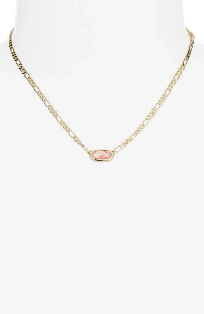Kendra Scott Elisa Mother-of-pearl Figaro Chain Pendant Necklace In Gold