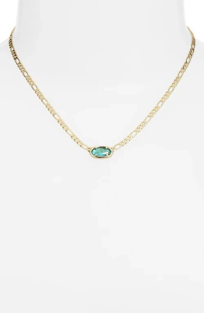 Kendra Scott Elisa Mother-of-pearl Figaro Chain Pendant Necklace In Gold
