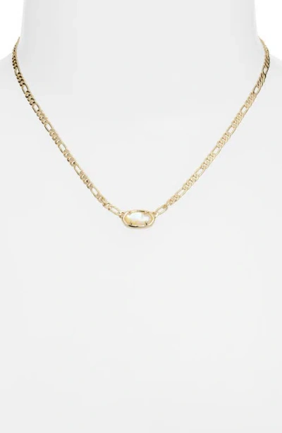 Kendra Scott Elisa Mother-of-pearl Figaro Chain Pendant Necklace In Gold