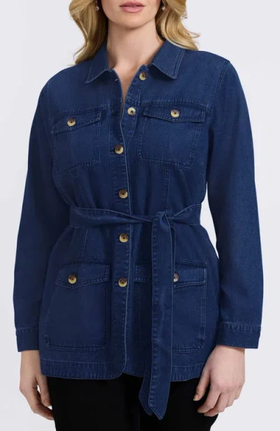 Foxcroft Stella Belted Denim Utility Jacket