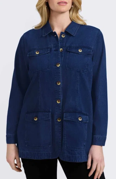 Foxcroft Stella Belted Denim Utility Jacket