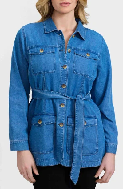 Foxcroft Stella Belted Denim Utility Jacket