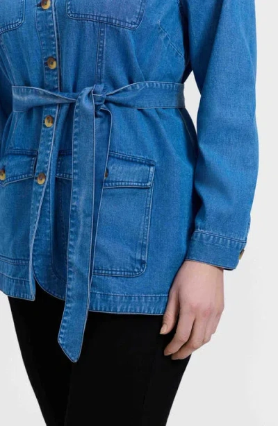 Foxcroft Stella Belted Denim Utility Jacket