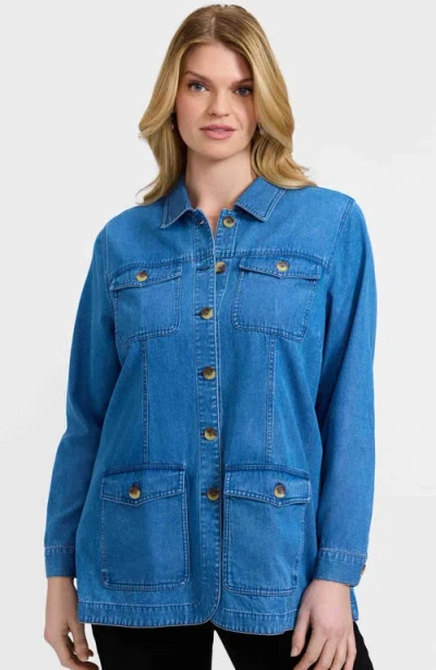 Foxcroft Stella Belted Denim Utility Jacket