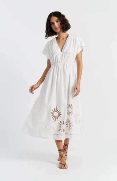 Chinti & Parker Cream Cotton-lyocell Broderie Dress In White