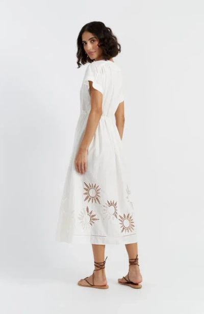 Chinti & Parker Cream Cotton-lyocell Broderie Dress In White