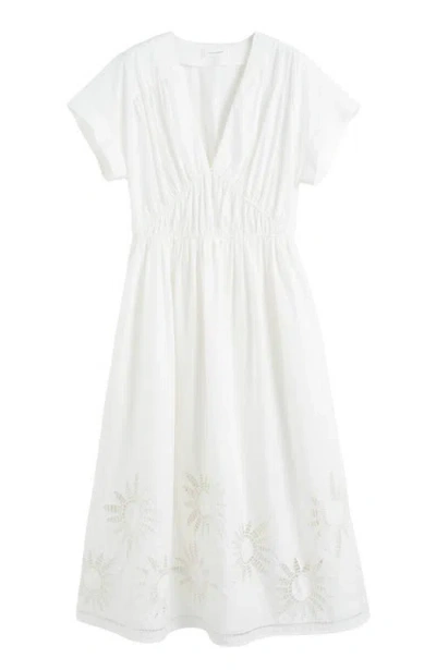 Chinti & Parker Cream Cotton-lyocell Broderie Dress In White