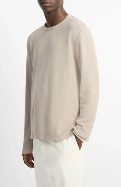 Vince Pima Cotton Piqué Long Sleeve T-shirt In Neutral