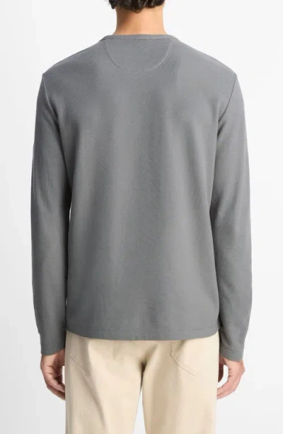 Vince Pima Pique Long Sleeve Tee In Gray