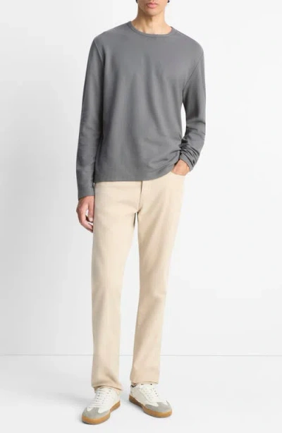 Vince Pima Pique Long Sleeve Tee In Gray