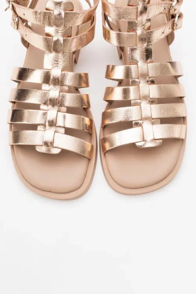Forever & Always Shoes Frade Leather Sandal In Gold
