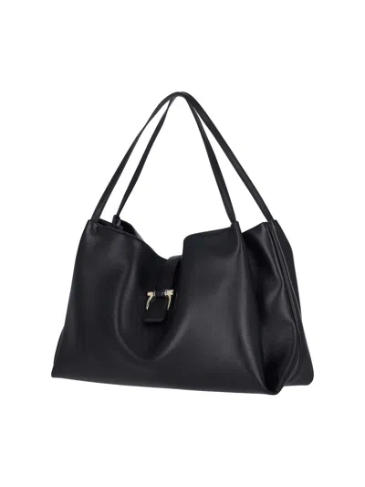 Ferragamo Tote Medium Gancino Shoulder Bags Black