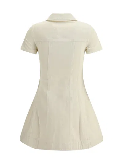 Self-portrait Structured Beige Dress With Classic Collar And Flap Pockets In Neutral