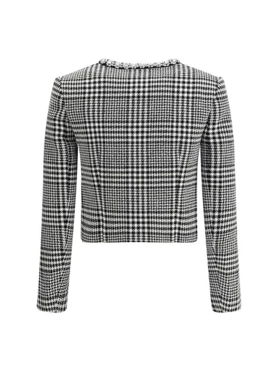 Self-portrait Wool Houndstooth Tailored Jacket Jackets Multicolor In Gray