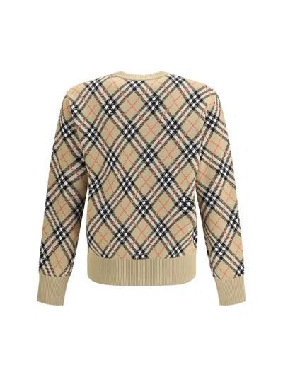 Burberry Archive Check Wool Sweate In Nude
