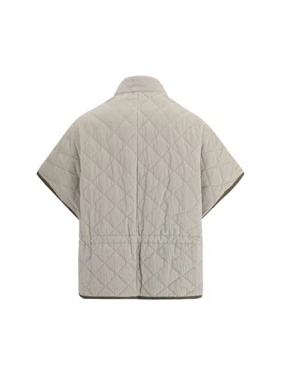 Brunello Cucinelli Quilted Corduroy Jacket Wide Sleeves In Neutral