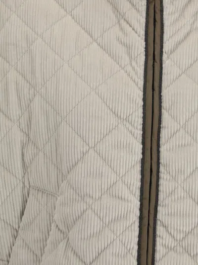 Brunello Cucinelli Quilted Corduroy Jacket Wide Sleeves In Neutral