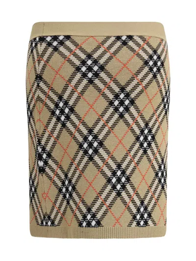 Burberry Embroidered Wool Blend Mini Skirt In Brown