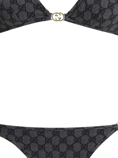 Gucci Gg Pattern Halter Neck Triangle Top Swimsuit