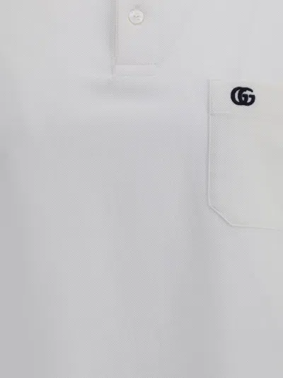 Gucci Logoed Cotton Polo Shirt With Welt Pocket In White