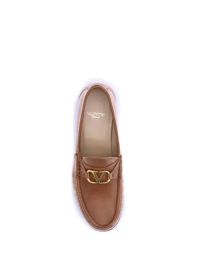 Valentino Garavani Women Leather Loafers In Brown