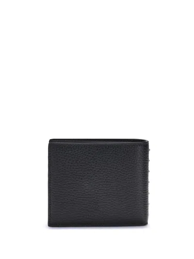 Valentino Rockstud Textured Studded Bi-fold Wallet In Black
