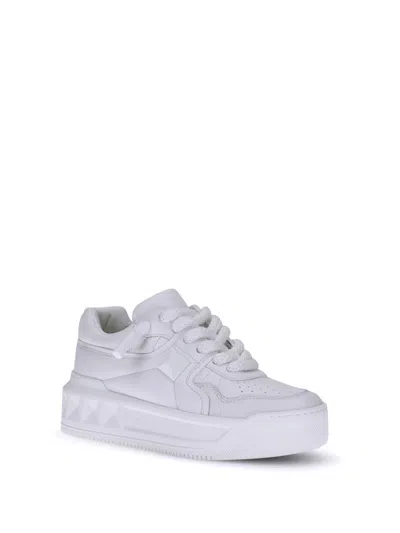 Valentino Xl Leather Sneakers Rubber Studs In White
