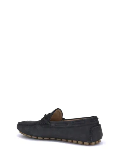 Valentino Garavani Driver Fastaway Loafer In Deerskin Suede In Blue